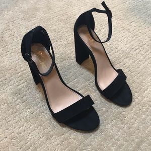 Strappy black block heel